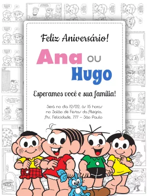 Convite de aniversário Turma da Mônica