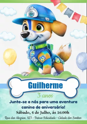 Convite patrulha canina - Edite grátis com nosso editor online