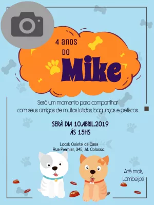 Dog birthday invitation with photo