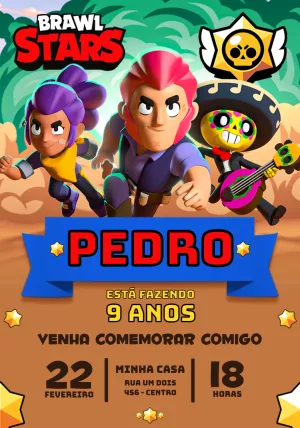 Convite Aniversário Brawl Stars