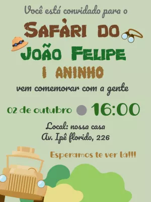 Convite aniversário Safari