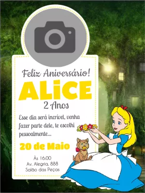 Alice in Wonderland birthday invitation with photo