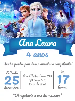 Convite Virtual Digital Personalizado Frozen Elsa