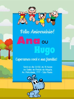 Convite de aniversário Turma da Mônica