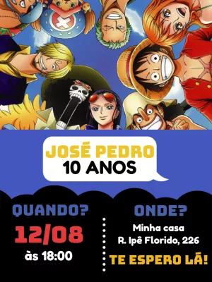 Convite Digital de Aniversario - Tema Anime