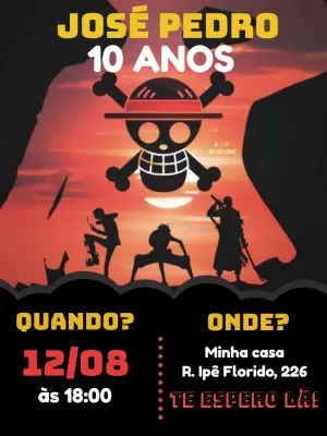 Convite aniversário One Piece - Un increíble editor en línea para editar  las invitaciones, logos, tarjetas, arte de redes sociales, carteles y mucho  más!