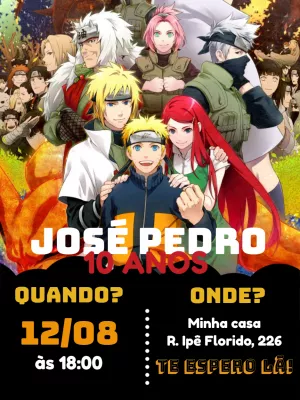 Convite de Aniversário Naruto Edite Online