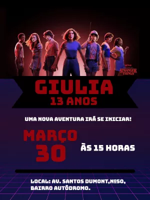 Convite aniversário Stranger Things