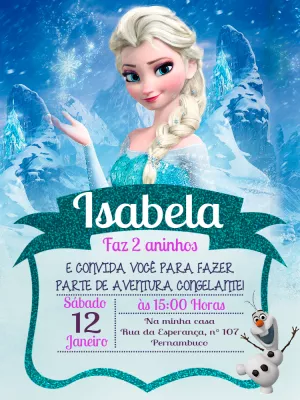 Convite aniversário frozen para editar Edite Online