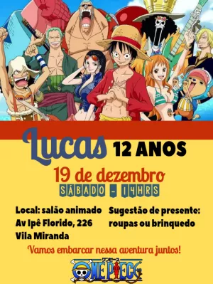 Convite aniversário One Piece