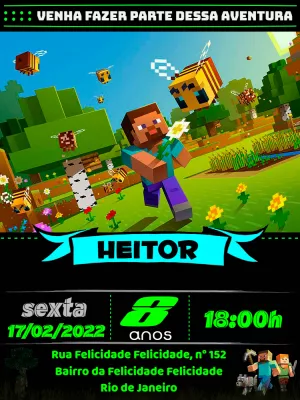 Convite virtual minecraft para editar Edite Online