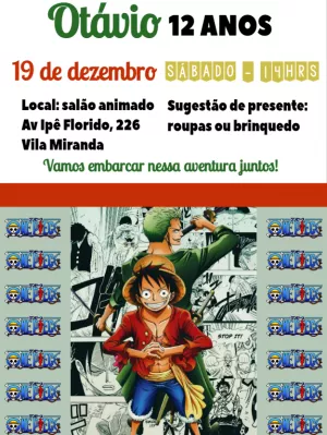 Convite aniversário One Piece