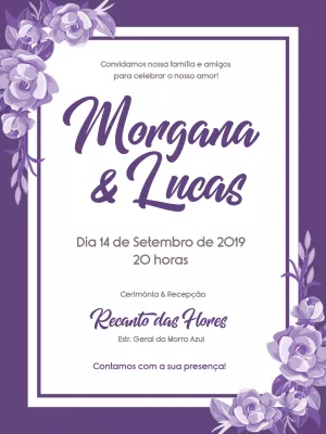 Grátis - Fazer convite online convite digital Casamento Minimalista Boho  Chic com detalhes em roxo