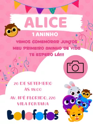 Convite Aniversário dos Bolofofos - Edite grátis com nosso editor