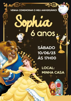 Beauty and the Beast birthday invitation