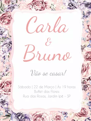 Convite Casamento Floral Boho Chic - Edite grátis com nosso editor online