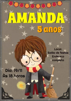 Convite aniversário Harry Potter