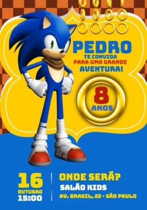 Convite animado SONIC proto para baixsr e editar 