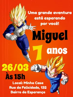 Convite Aniversário Dragon Ball