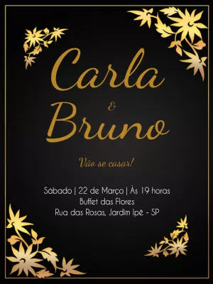 Black and Gold Provençal Wedding Invitation