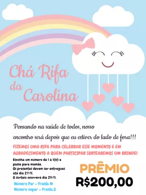 Convite chá rifa Chuva de Amor