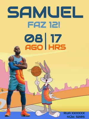 Space Jam birthday invitation