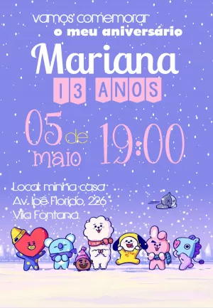 BT21 Bts Kpop Birthday Invitation