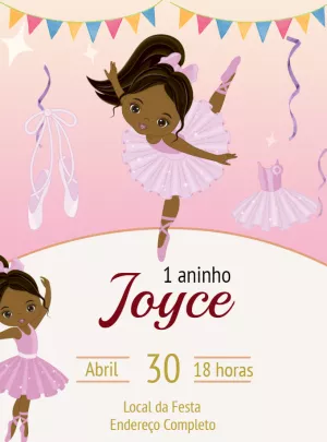 Black Ballerina birthday invitation