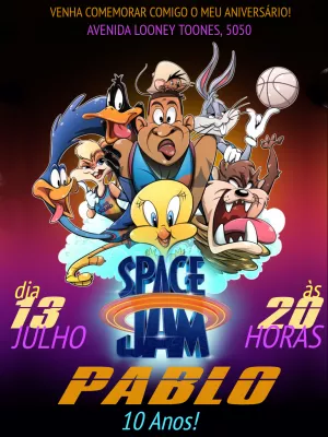 Space Jam birthday invitation