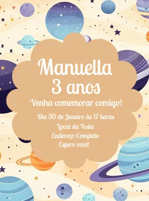 Planets Galaxy Birthday Invitation