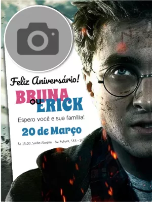 Convite de aniversário Harry Potter com foto