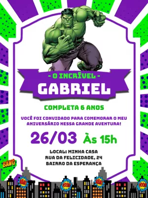 The Incredible Hulk birthday invitation