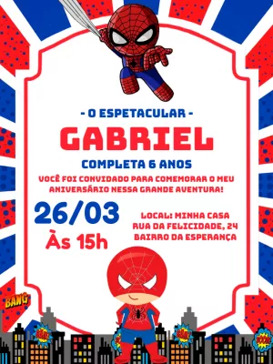 Convite Virtual Homem Aranha, Sua festa é com o tema Homem Aranha? Olha só  o convite que acabou de sair, grátis para editar em casa, faça o download  no link