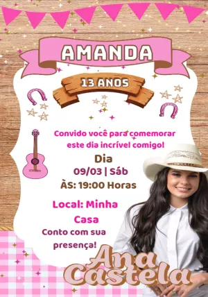 Boiadeira Ana Castela birthday invitation