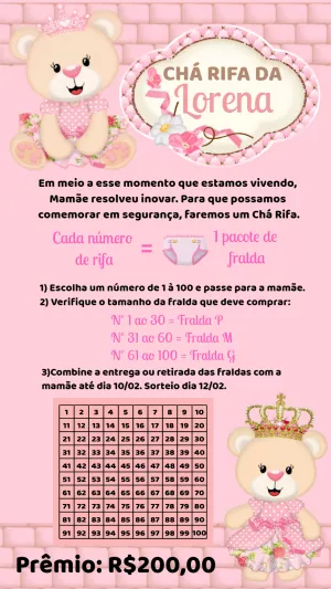 Princess Bear raffle tea invitation