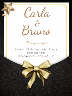 Convite Casamento Elegante Luxuoso- preto e dourados