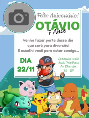 Convite de Aniversário Pokémon 8