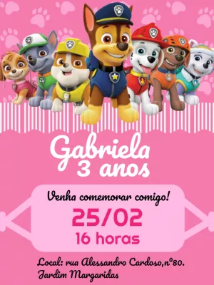 Convite aniversário patrulha canina Edite Online