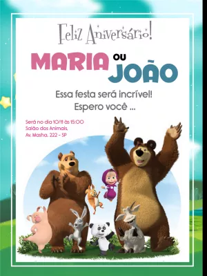 Convite de aniversário Masha e o Urso