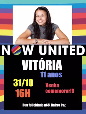 Convite aniversário Now United com foto