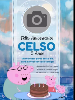 Convite de aniversário Peppa Pig com foto