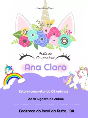 Invitacion de Cumpleaños de Unicornio