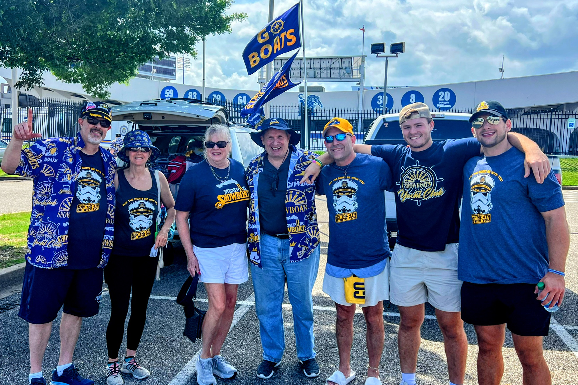 Bill Alexander with a group of Showboats fans.
