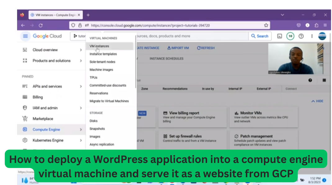 How to deploy a WordPress application in a compute engine VM on GCP