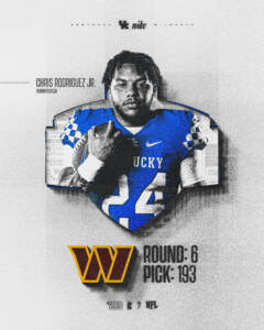 Former Kentucky running back Chris Rodriguez Jr. will suit up for the  Washington Commanders on Sunday