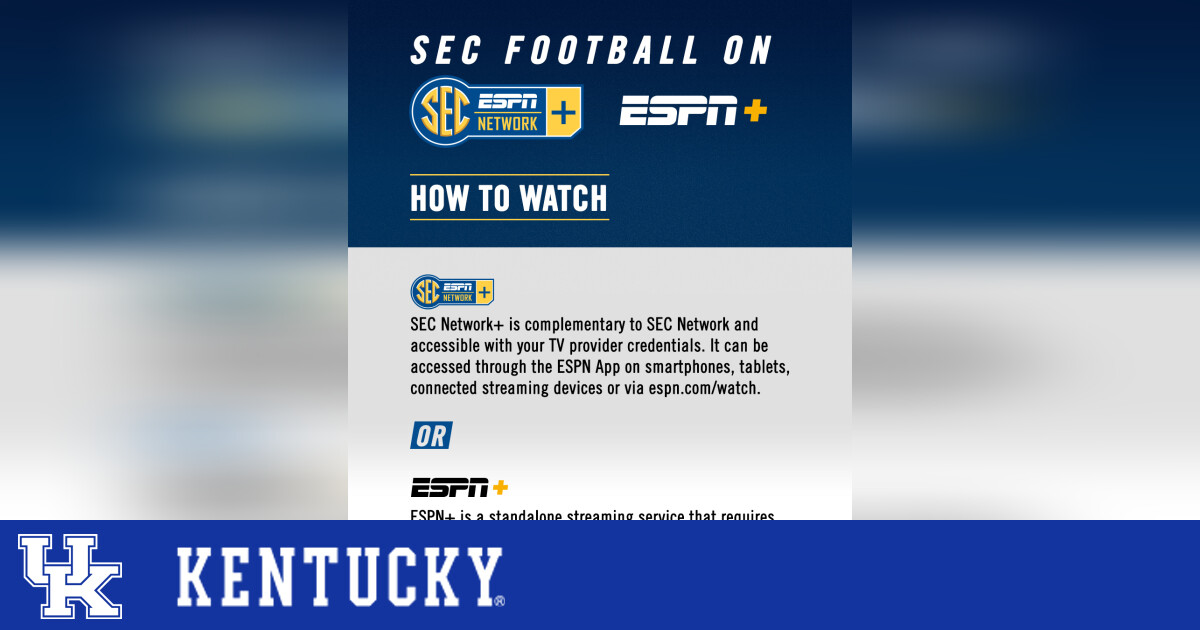 Kentucky Football vs. EKU Airs Exclusively on SECN+ and ESPN+ UK