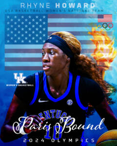 Graphic shows that Rhyne Howard is going to the Paris Olympics