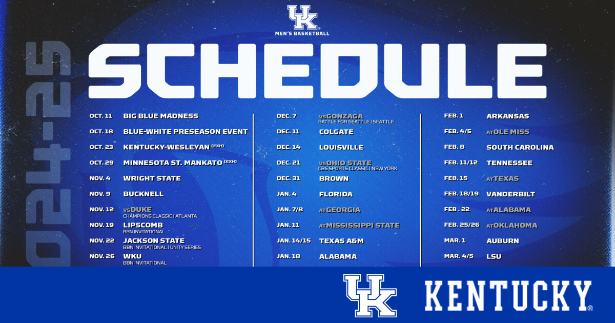 Kentucky Men’s Basketball SEC Schedule Unveiled for 202425 BVM Sports