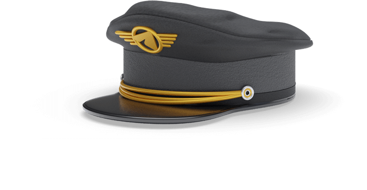 Golden pilot hat