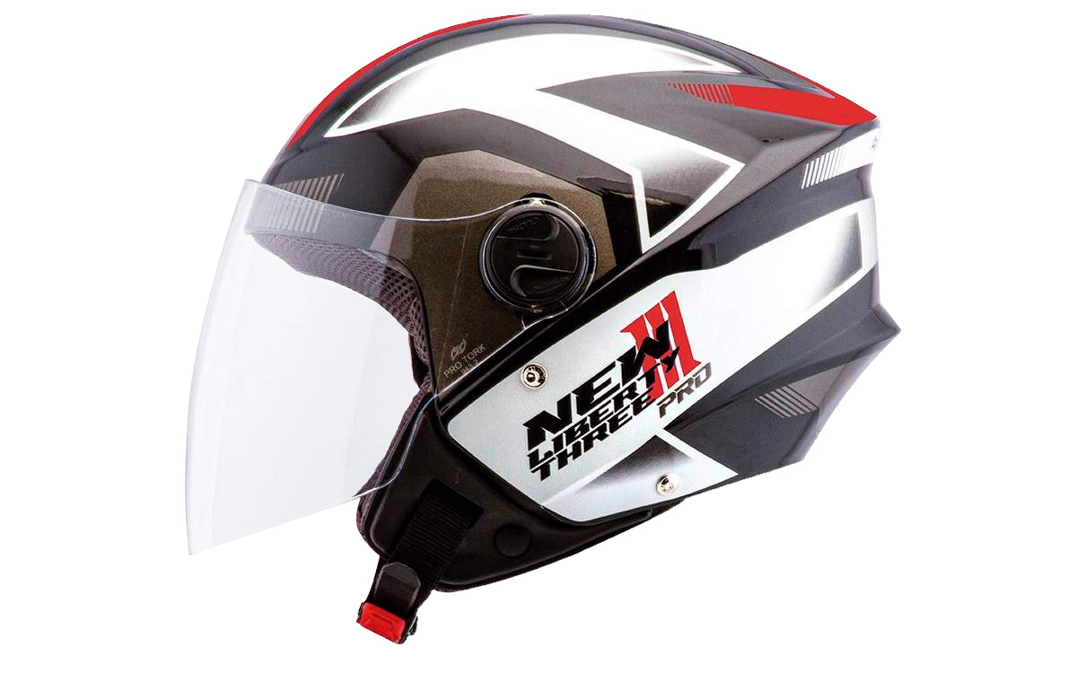 CAPACETE NEW LIBERTY THREE PRO TAM 60 PRETO/VERMELHO